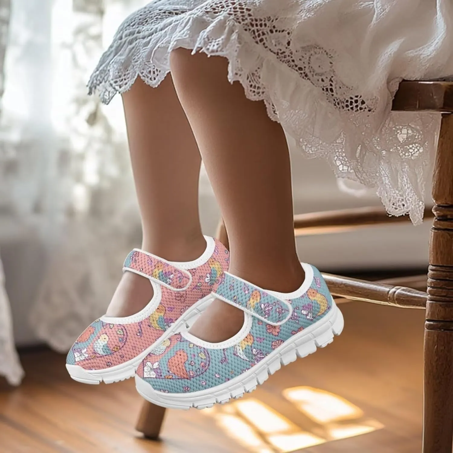 Coloranimal Girls Mary Jane Shoes Dance Shoes for Kids Casual Unifoem Shoes Magic Sticker Mary Jane Flats Girls' Flats Kids Footwear