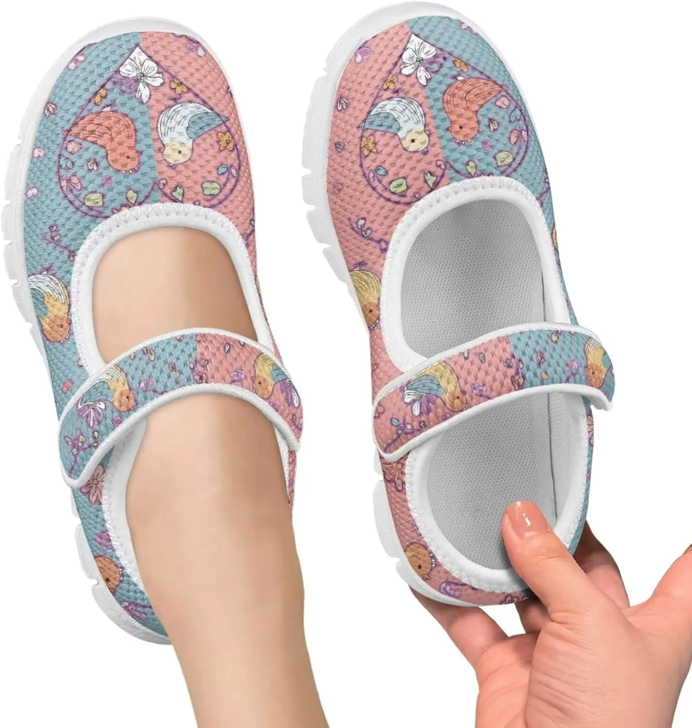 Coloranimal Girls Mary Jane Shoes Dance Shoes for Kids Casual Unifoem Shoes Magic Sticker Mary Jane Flats Girls' Flats Kids Footwear