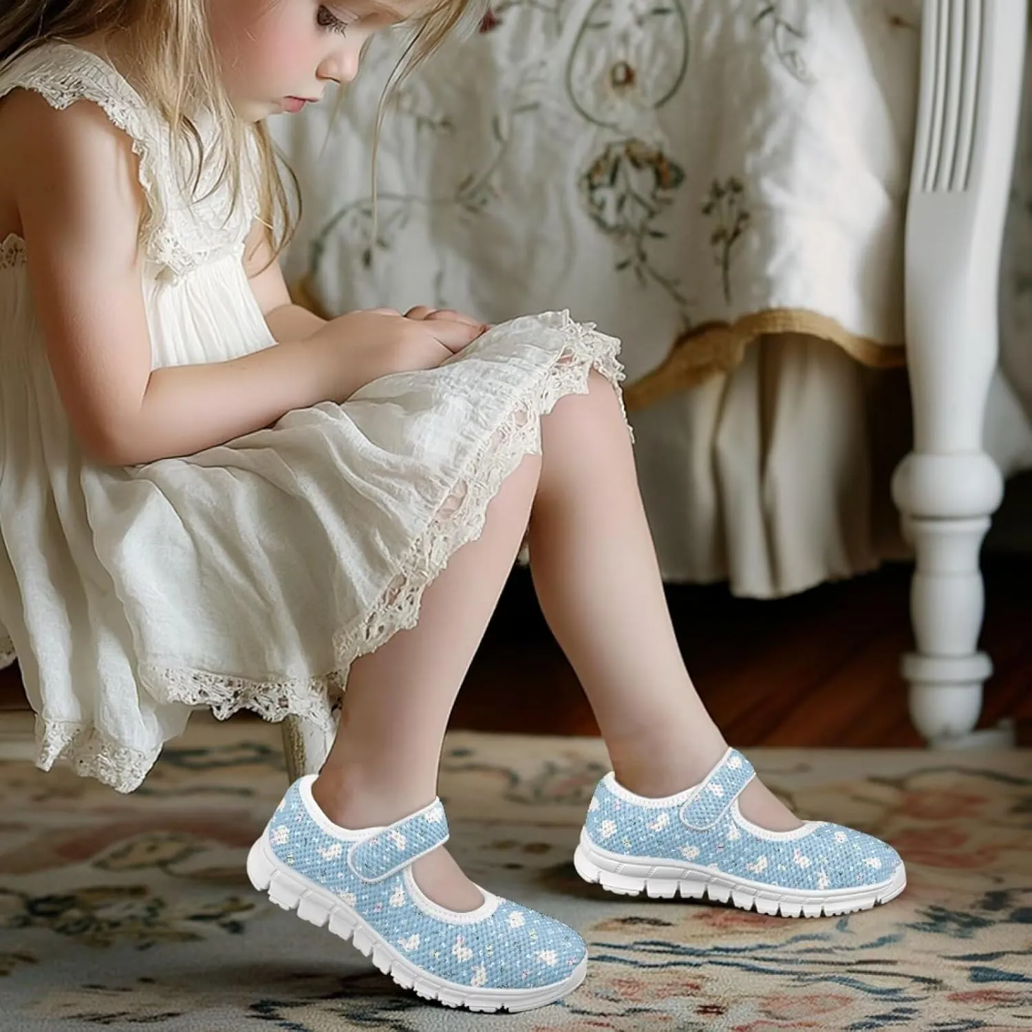 Coloranimal Mary Jane Shoes for Girls Princess Shoes Casual Dance Shoes School Uniform Shoes Easter Theme Mary Jane Flats
