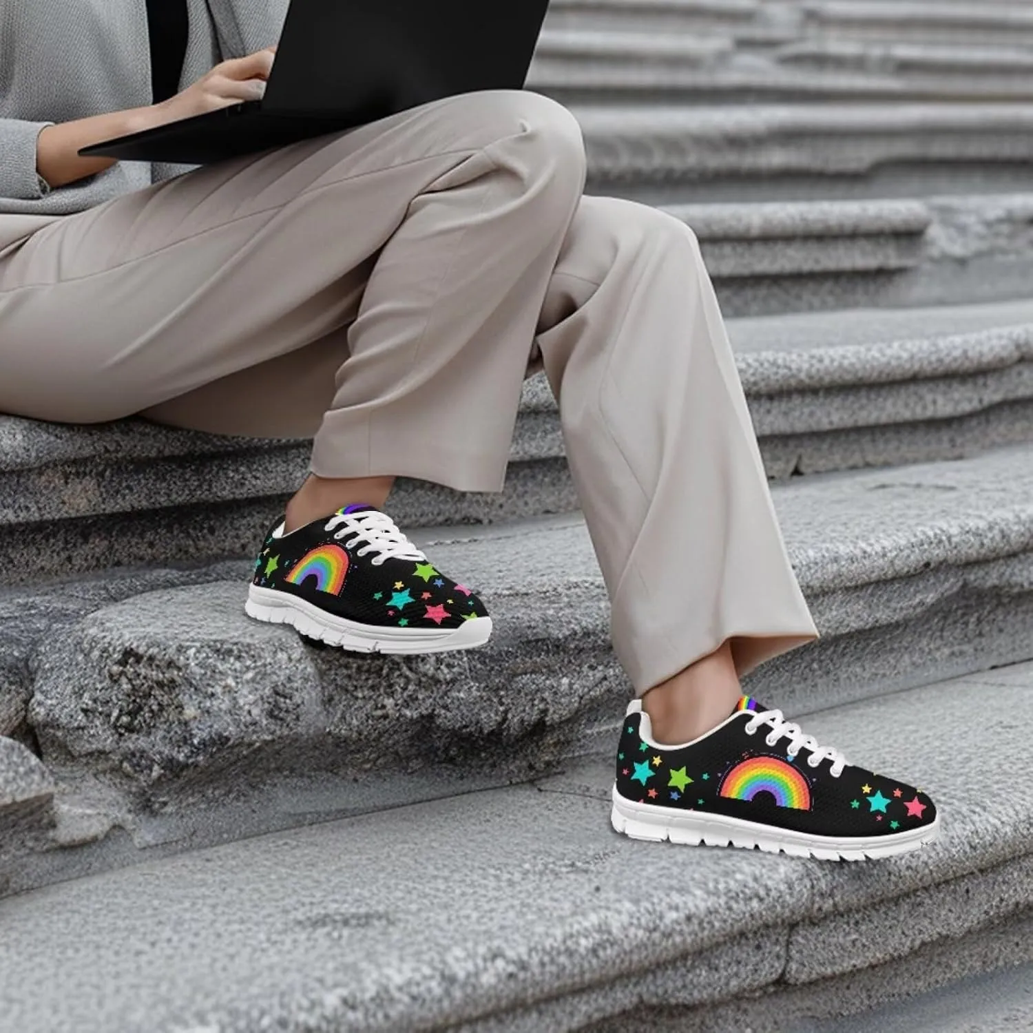 Coloranimal Spring Summer Gift Flats for Women Men Running Walking Sneakers