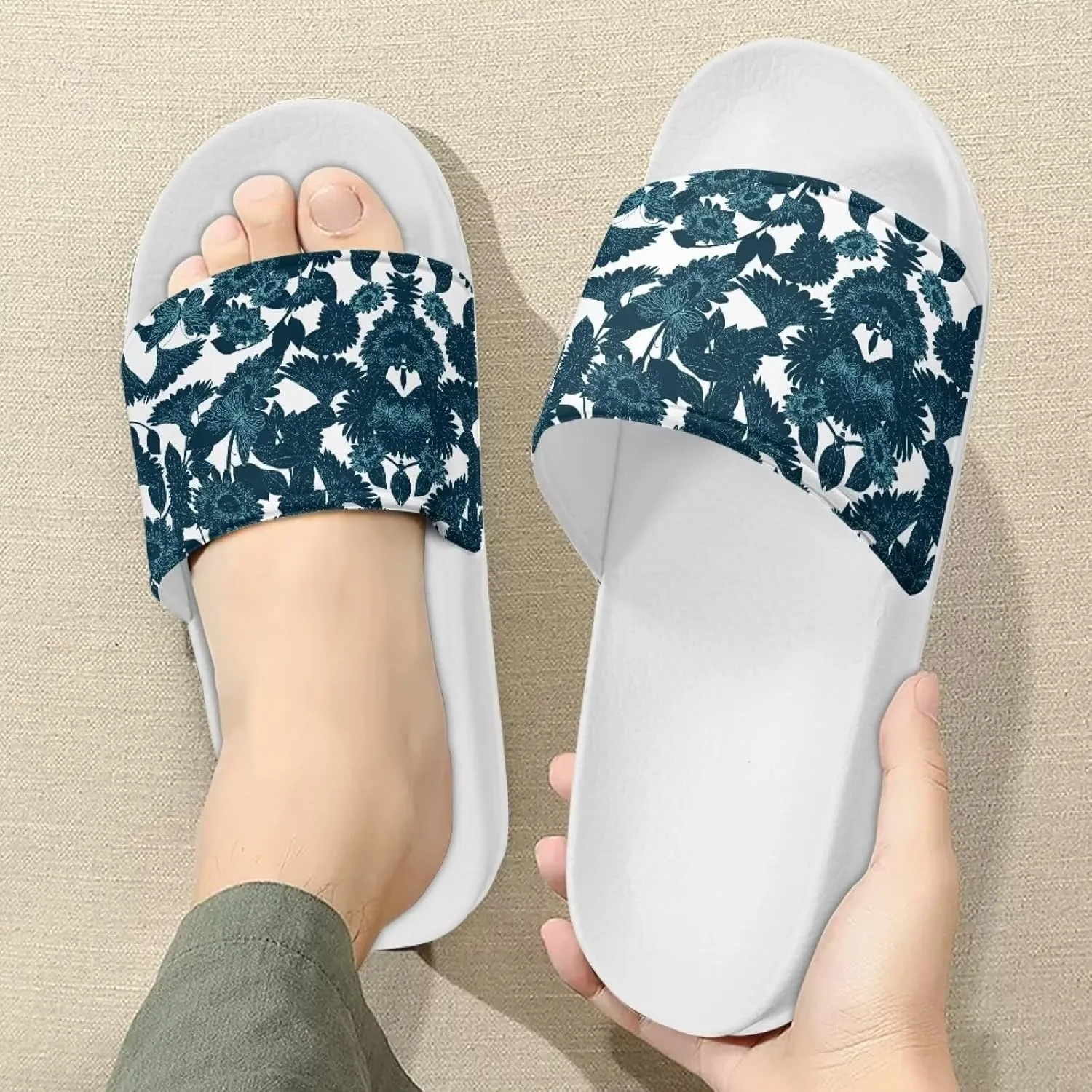 Comfy Slides for Women Supportive Walking Size 6-13.5 White