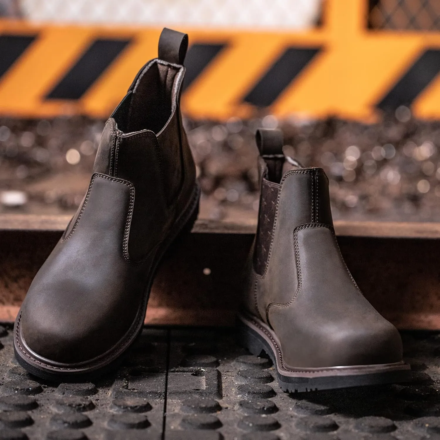 Composite/Steel Toe Chelsea Safety Work Boots Industrial&Construction Ankle Shoes Fashion Insulated 6 Inch Brown Lightweight