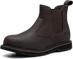 Composite/Steel Toe Chelsea Safety Work Boots Industrial&Construction Ankle Shoes Fashion Insulated 6 Inch Brown Lightweight