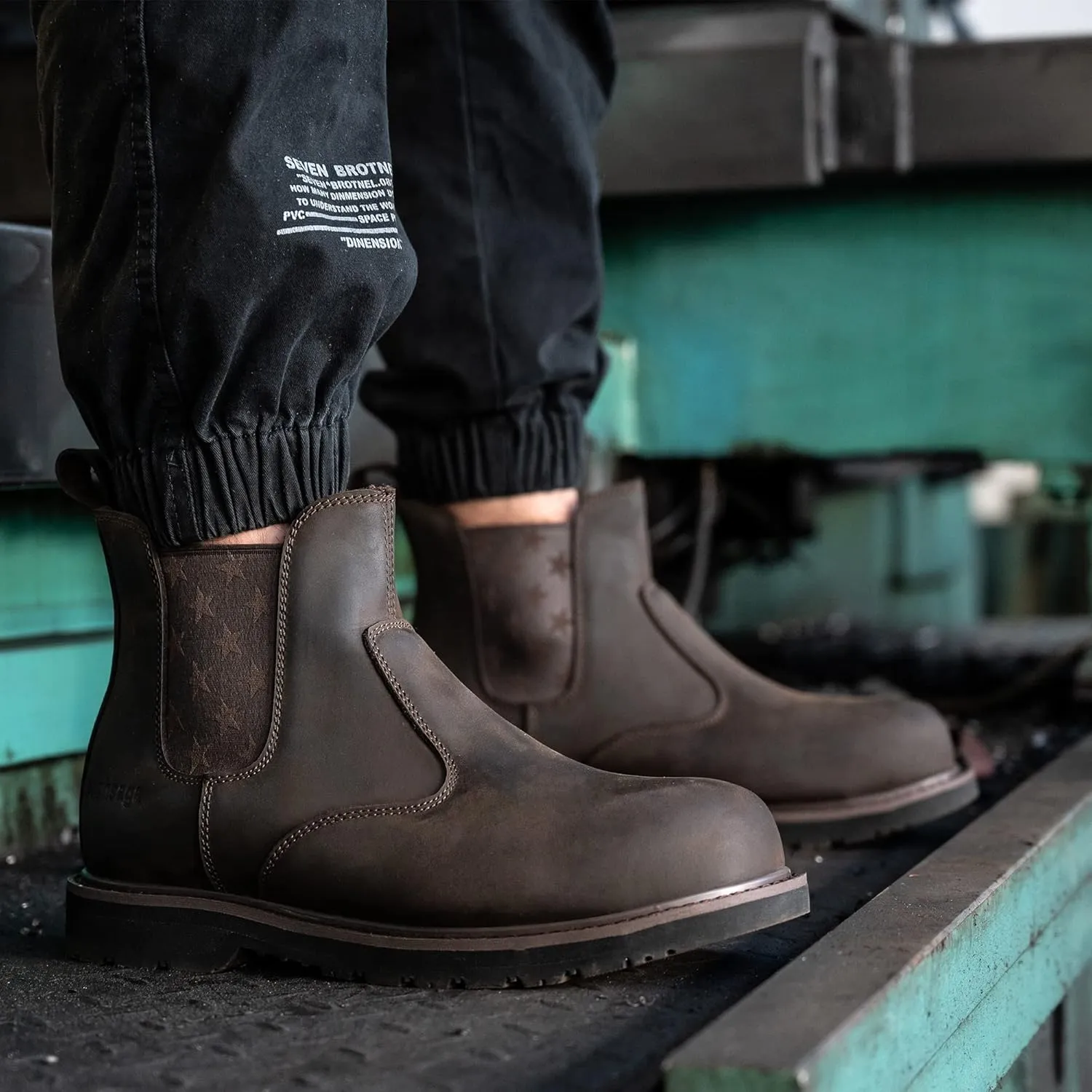 Composite/Steel Toe Chelsea Safety Work Boots Industrial&Construction Ankle Shoes Fashion Insulated 6 Inch Brown Lightweight