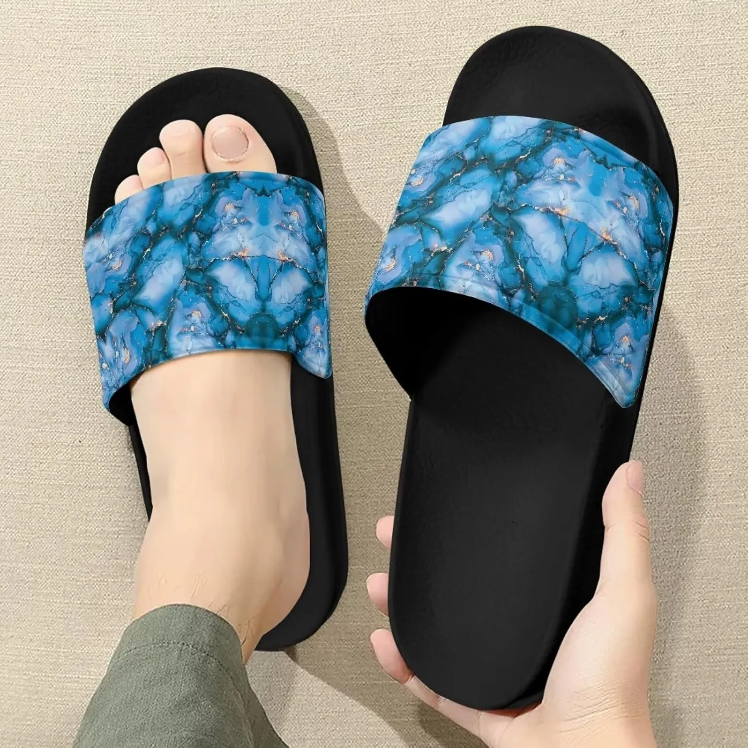 Cozy Slides for Women Soft Customized Size 6-13.5 Black