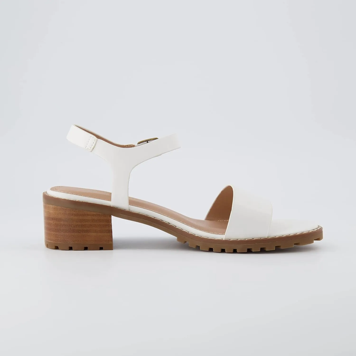 CUSHIONAIRE Flynn one band block heel sandal  Memory Foam, Wide Widths Available