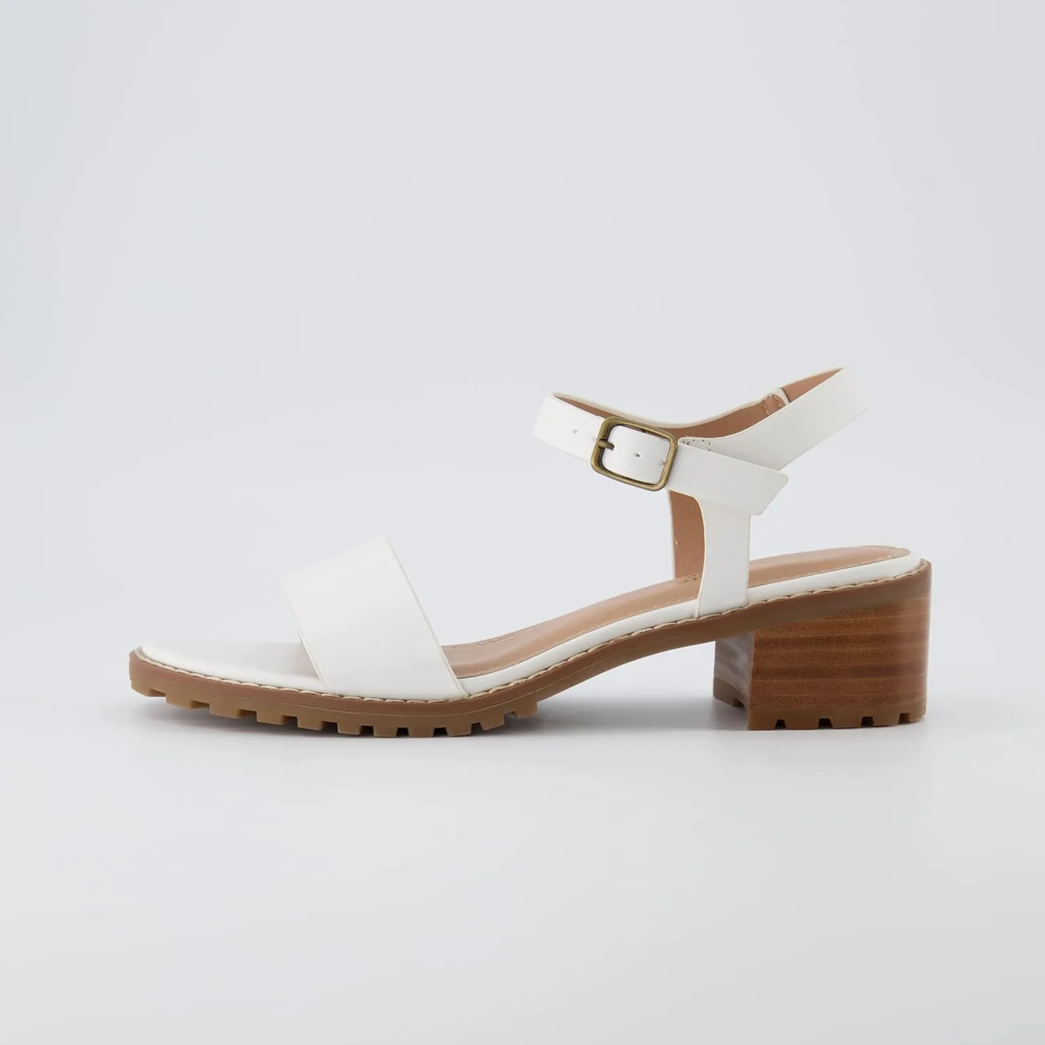CUSHIONAIRE Flynn one band block heel sandal  Memory Foam, Wide Widths Available
