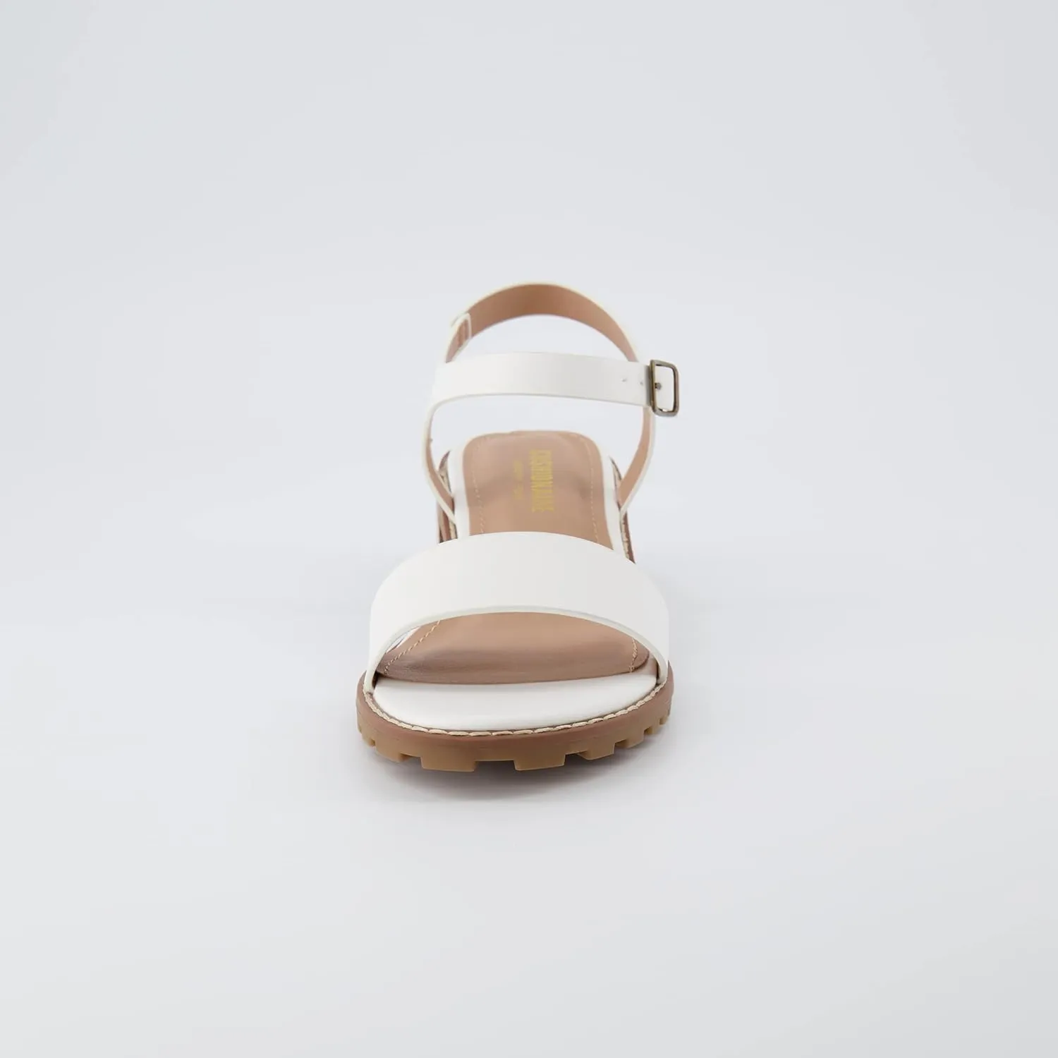 CUSHIONAIRE Flynn one band block heel sandal  Memory Foam, Wide Widths Available