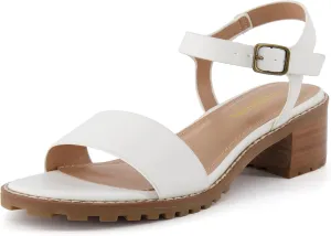 CUSHIONAIRE Flynn one band block heel sandal  Memory Foam, Wide Widths Available