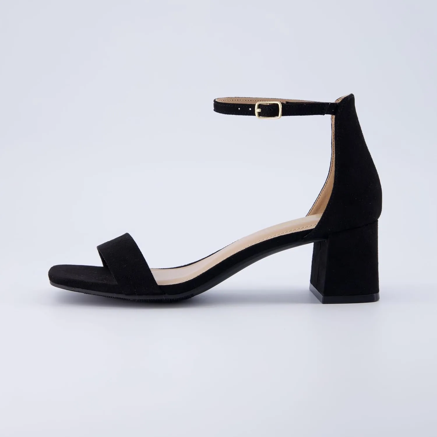 CUSHIONAIRE Women's Abbey one band square toe mid block heel sandal  Memory Foam, Wide Widths Available