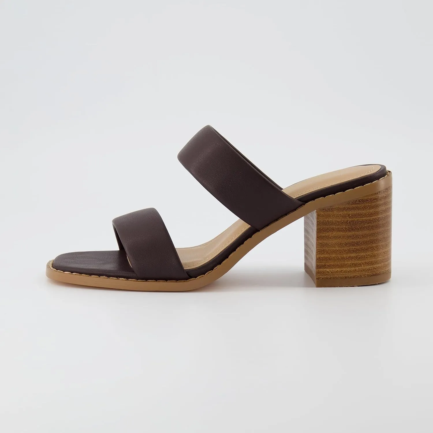 CUSHIONAIRE Women's Clever two band block heel sandal  Memory Foam, Wide Widths Available