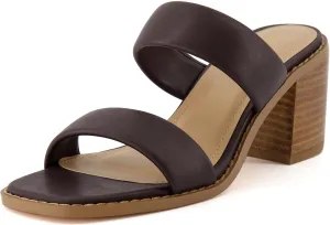 CUSHIONAIRE Women's Clever two band block heel sandal  Memory Foam, Wide Widths Available