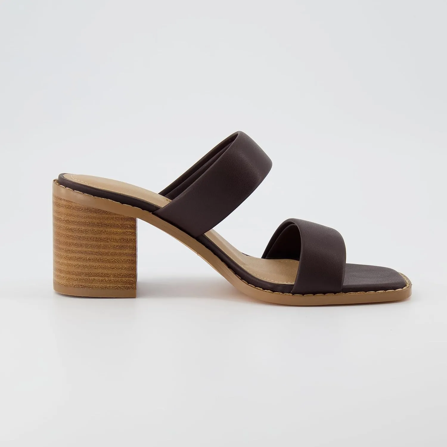 CUSHIONAIRE Women's Clever two band block heel sandal  Memory Foam, Wide Widths Available