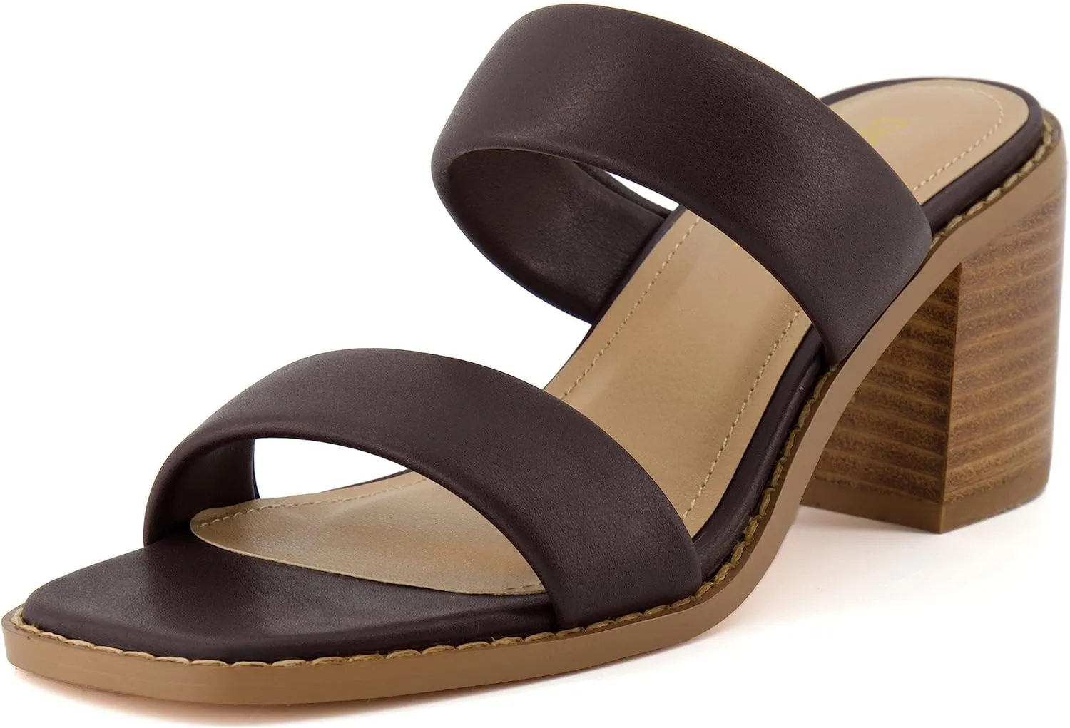 CUSHIONAIRE Women's Clever two band block heel sandal  Memory Foam, Wide Widths Available
