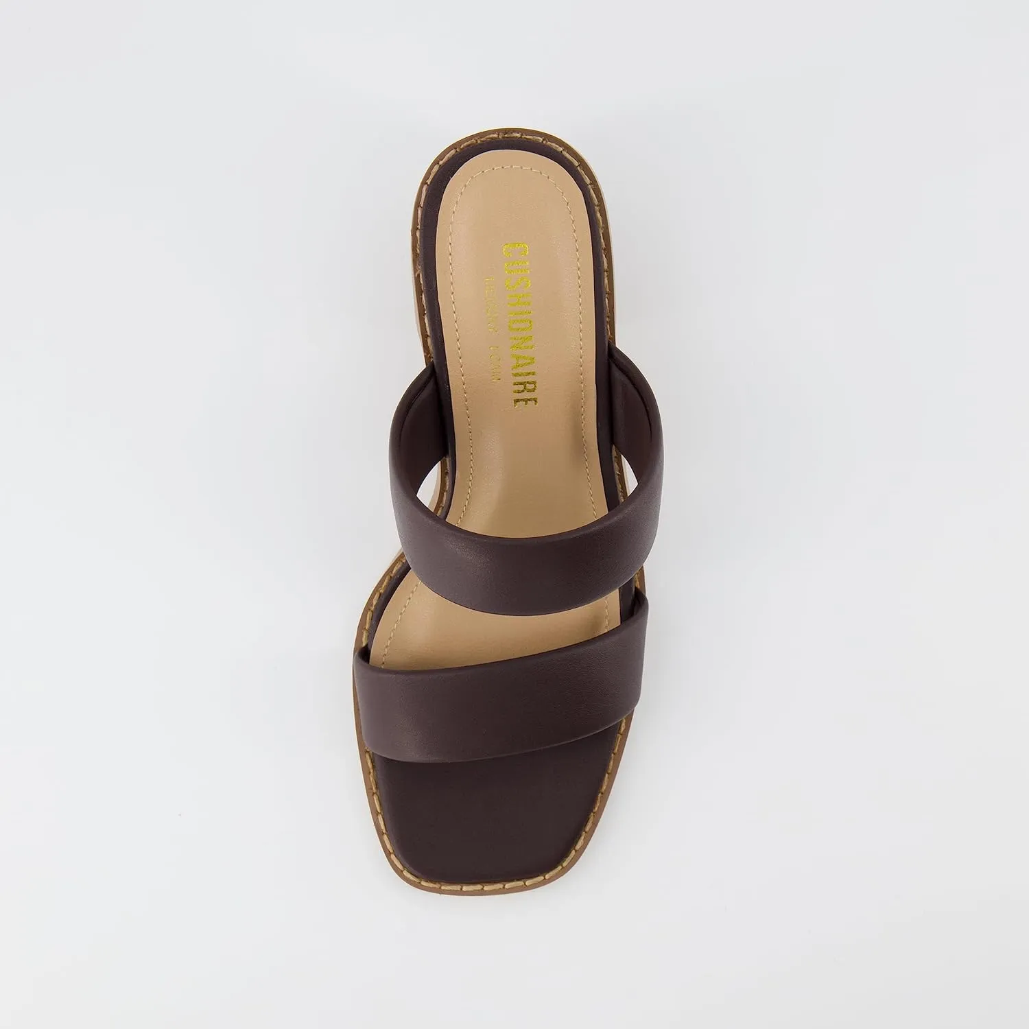 CUSHIONAIRE Women's Clever two band block heel sandal  Memory Foam, Wide Widths Available
