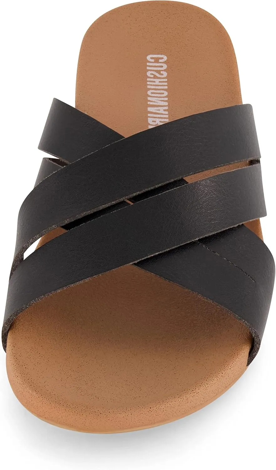 CUSHIONAIRE Women's Jackie cross band footbed slide sandal  Comfort Foam