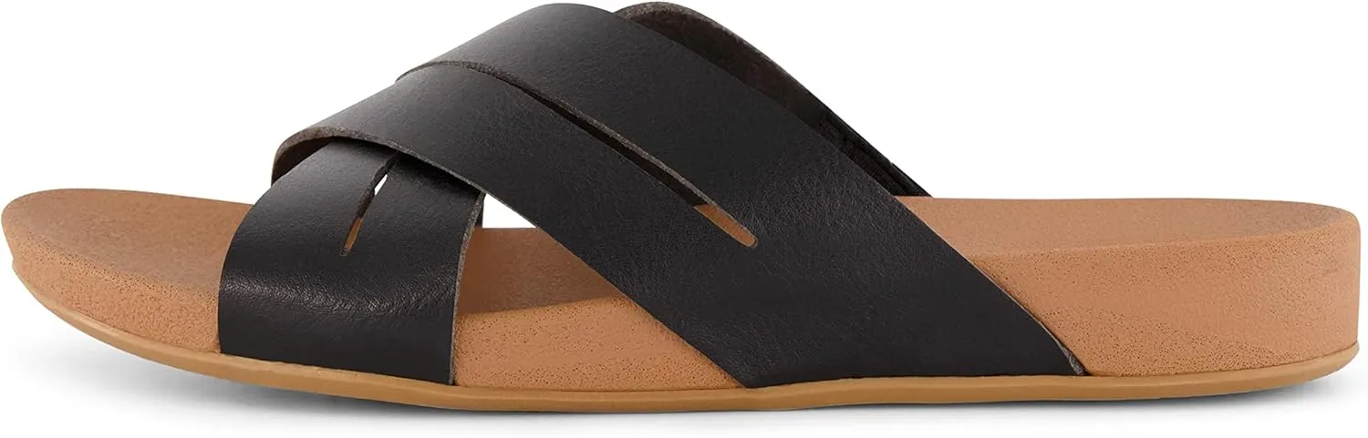 CUSHIONAIRE Women's Jackie cross band footbed slide sandal  Comfort Foam
