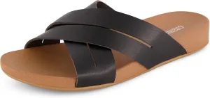 CUSHIONAIRE Women's Jackie cross band footbed slide sandal  Comfort Foam