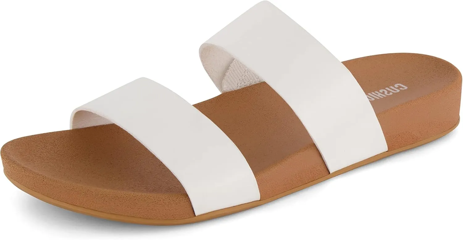 CUSHIONAIRE Women's Josie 2 band slide footbed sandal  Comfort Foam