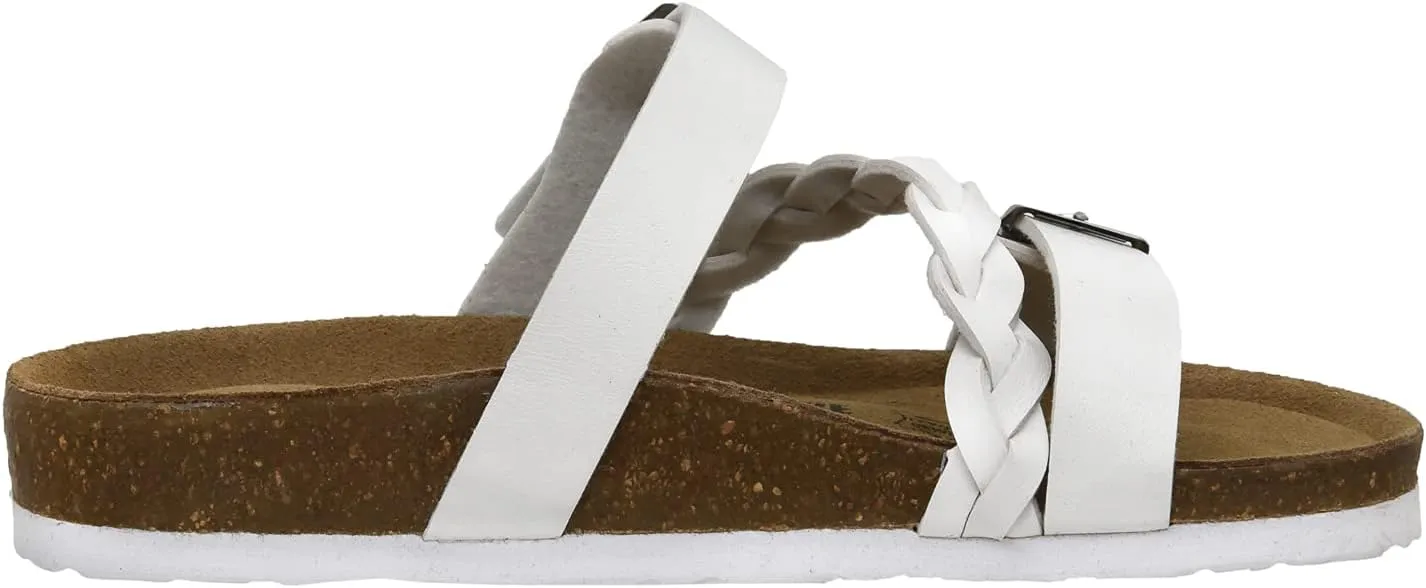 CUSHIONAIRE Women's Lizzy Cork Footbed Sandal - Comfortable, Adjustable Straps, Arch Support, Wide Widths Available, Boho Chic Summer Slides
