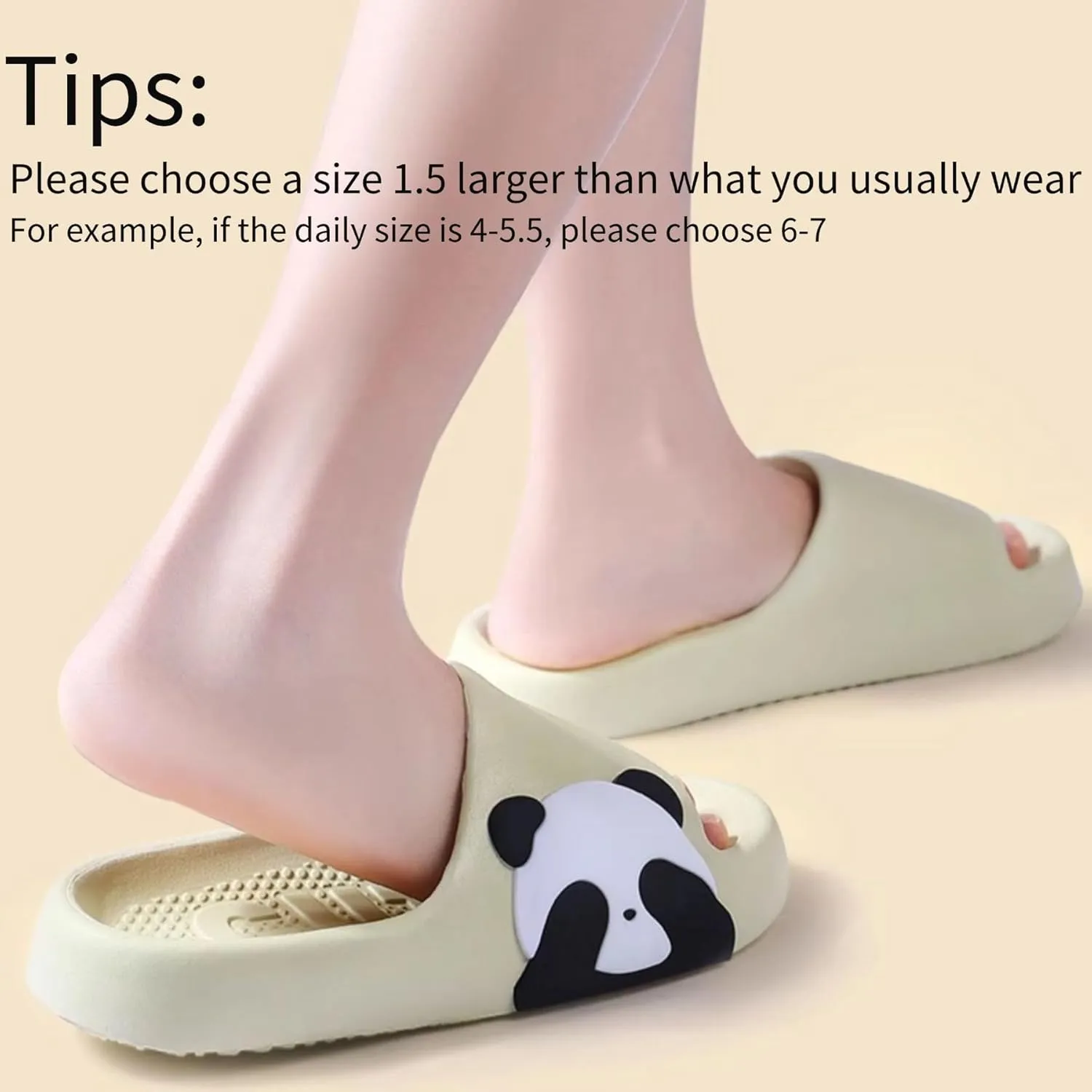 Cute Panda Slippers for Women Men Indoor Outdoor House Shower Shoes Non-Slip Adorable Cartoon Panda Slides Comfortable Couple Home Summer Sandals