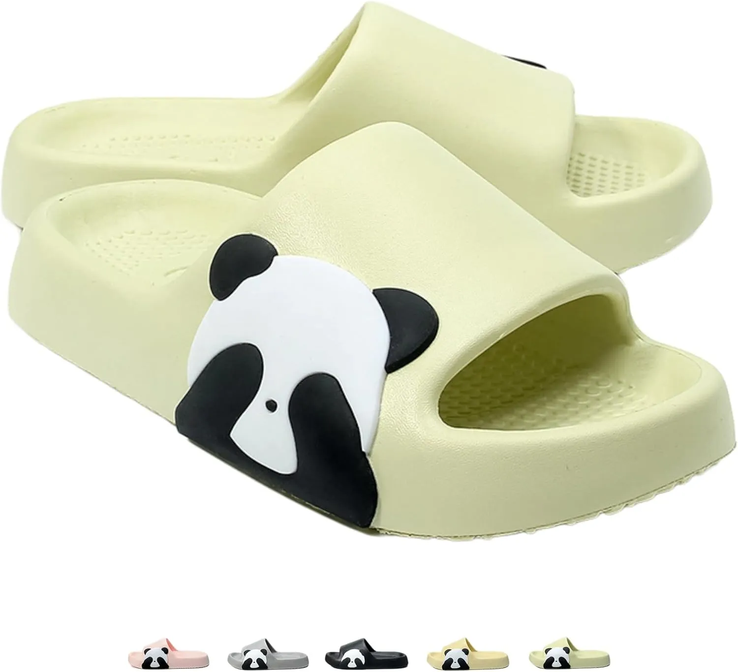 Cute Panda Slippers for Women Men Indoor Outdoor House Shower Shoes Non-Slip Adorable Cartoon Panda Slides Comfortable Couple Home Summer Sandals