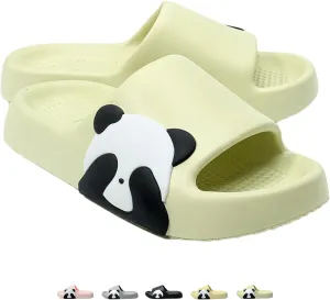 Cute Panda Slippers for Women Men Indoor Outdoor House Shower Shoes Non-Slip Adorable Cartoon Panda Slides Comfortable Couple Home Summer Sandals