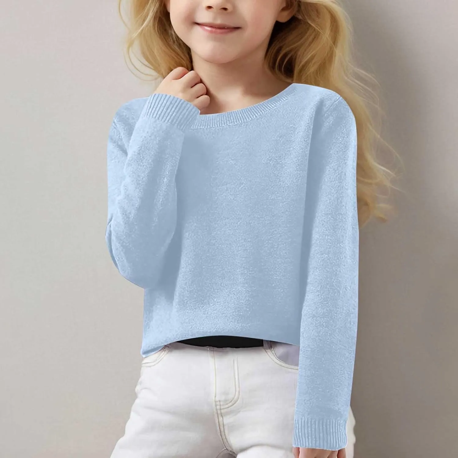 Cute Sweaters for Teen Girls Lightweight Crewneck Knit Pullovers Casual Loose Soft Kids Long Sleeve Tops Spring 6-15T