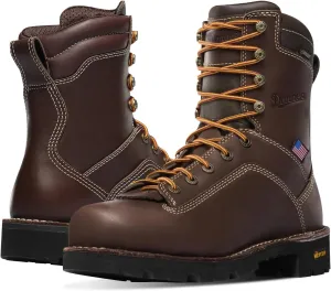 Danner 8” Quarry USA Waterproof Work Boots for Men - Full-Grain Leather with Gore-Tex, 3-Density Cushion Footbed & Traction Heel Outsole, EH Resistant