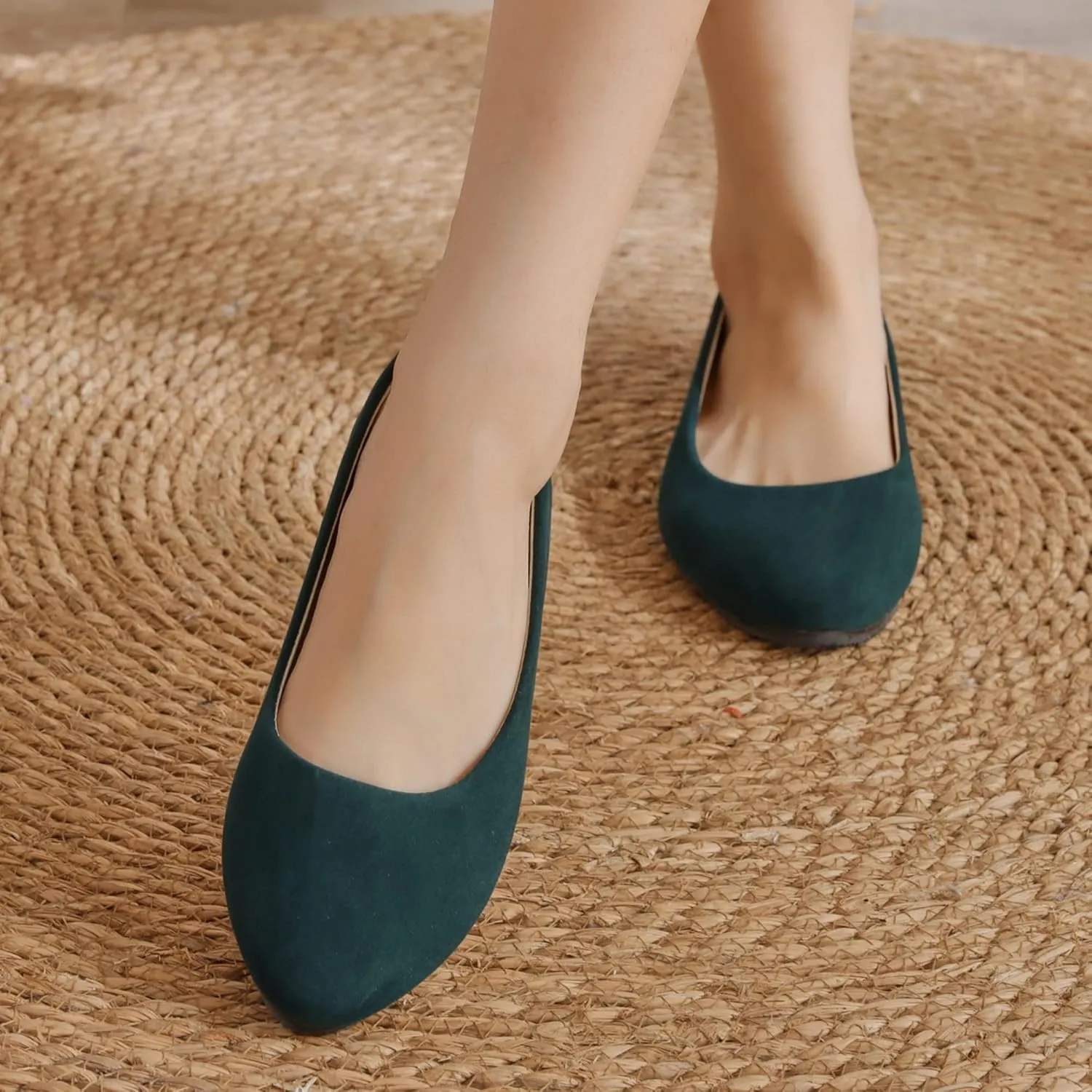 Dear Time Women Block Heel PU Pointed Toe Pumps Shoes