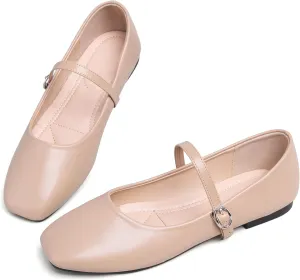 Dear Time Women's Flat Mary Jane Shoes Ankle Strap Round Toe Chinese Style Ballet Flats Casual Walking Shoes