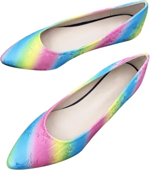 Dear Time Women's Pointed Toe Ballets Flower Embroidered Flat Shoes Dress Flats Slip on Walking Shoes