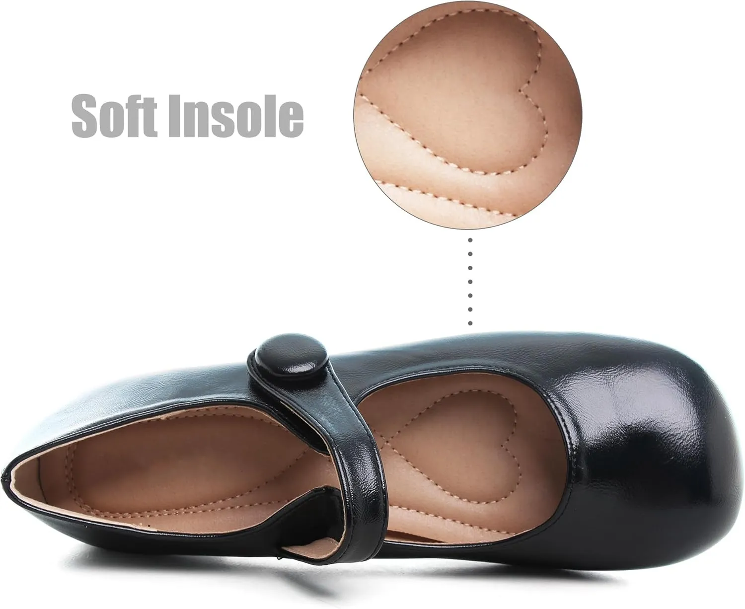 Dear Time Women's Round Toe Mary Jane Flats Cute Lolita Ballets Soft Cushion Flats for Girls