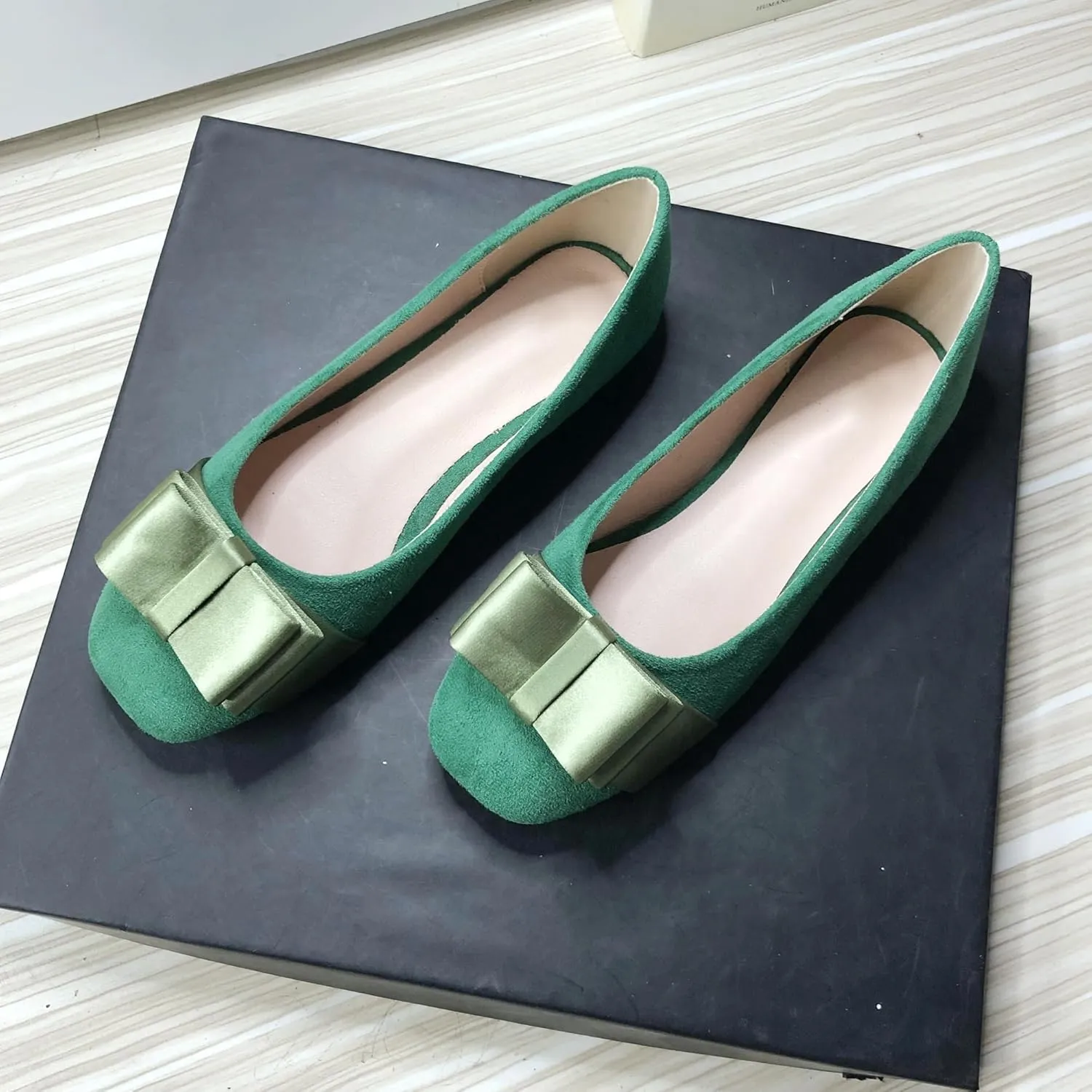 Dear Time Women's Square Toe Flats Cute Bowknot Wedding Bridal Flats Dress Shoes