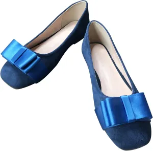 Dear Time Women's Square Toe Flats Cute Bowknot Wedding Bridal Flats Dress Shoes
