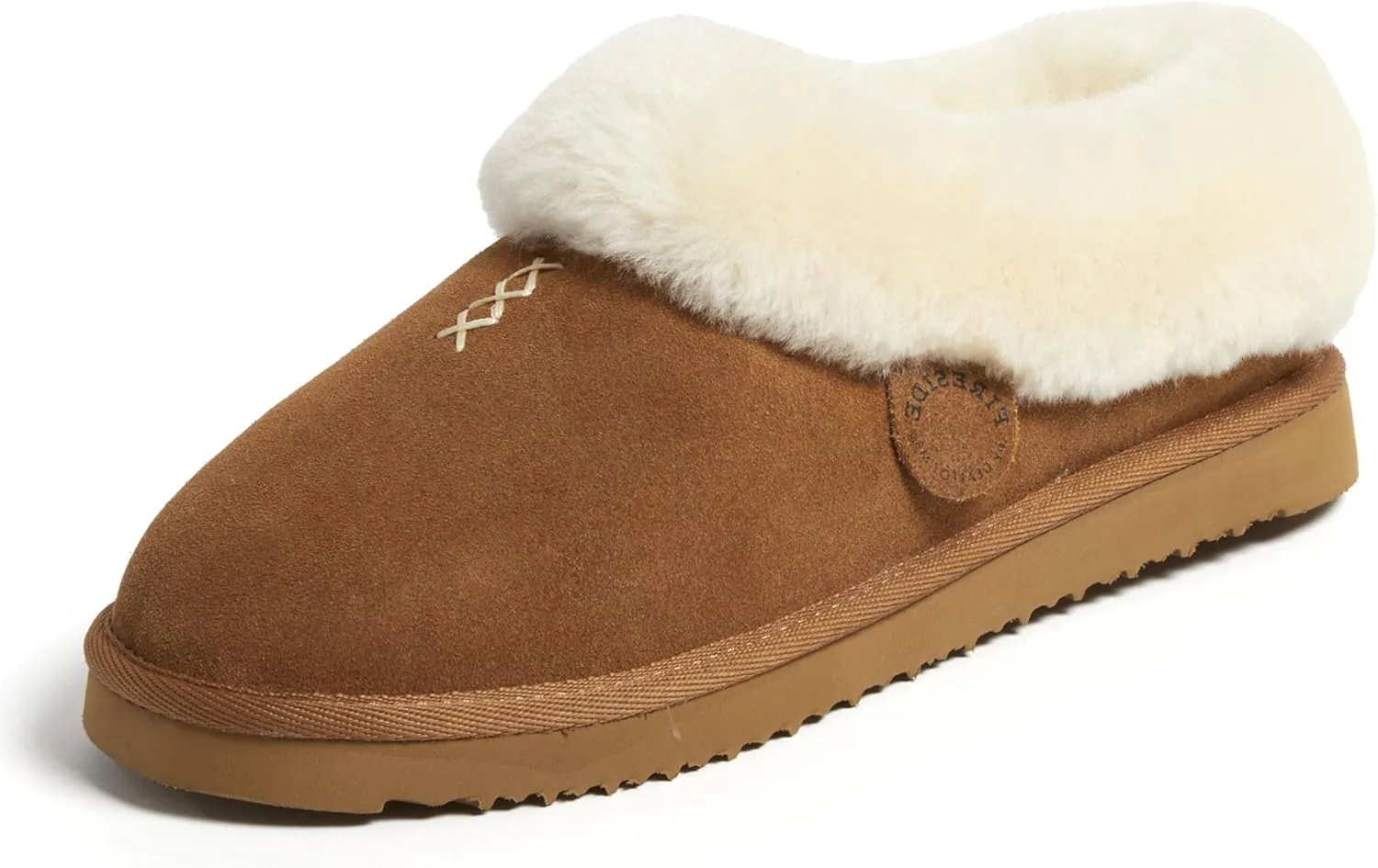 Dearfoams Fireside Adelaide Genuine Shearling Soft Comfy Memory Foam Plush Indoor House Shoe Clog Slipper