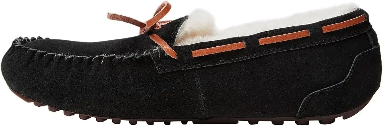 Dearfoams Women's Fireside Water Resistant Genuine Shearling Victoria Moc with Tie