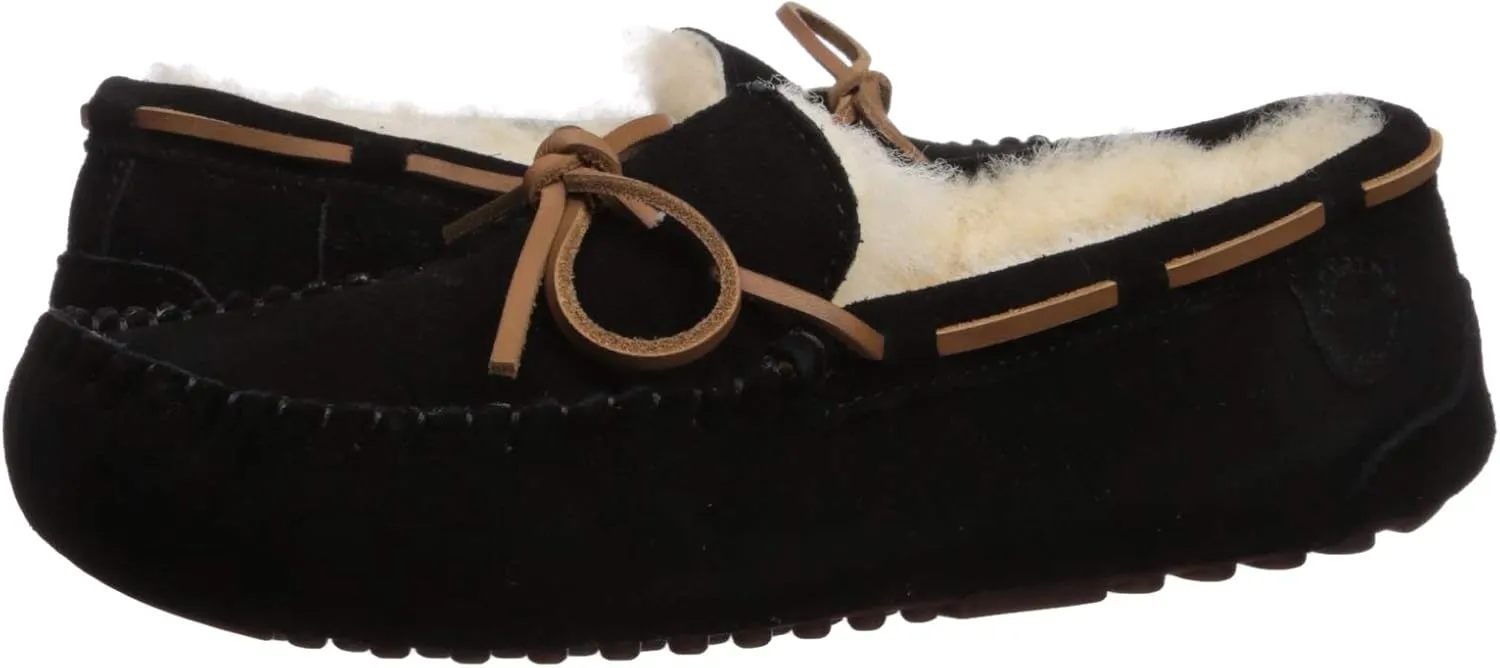 Dearfoams Women's Fireside Water Resistant Genuine Shearling Victoria Moc with Tie