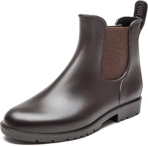 DKSUKO Women's Short Rain Boots Rubber Waterproof Garden Boots Elastic Slip On Ankle Chelsea Boot Fashion Insulated Rain Shoe for Outdoor Work Thick Sole