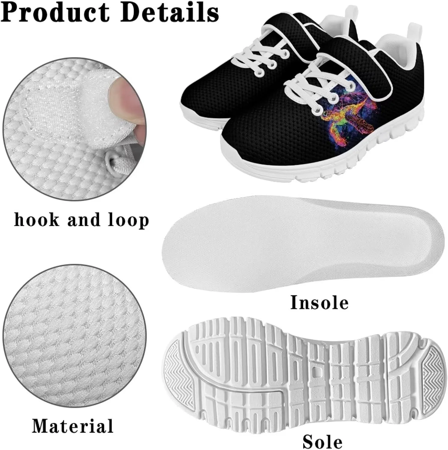 Doojoayie Little Girl Tennis Shoes School Sneakers for Girls Hook and Loop Footwear