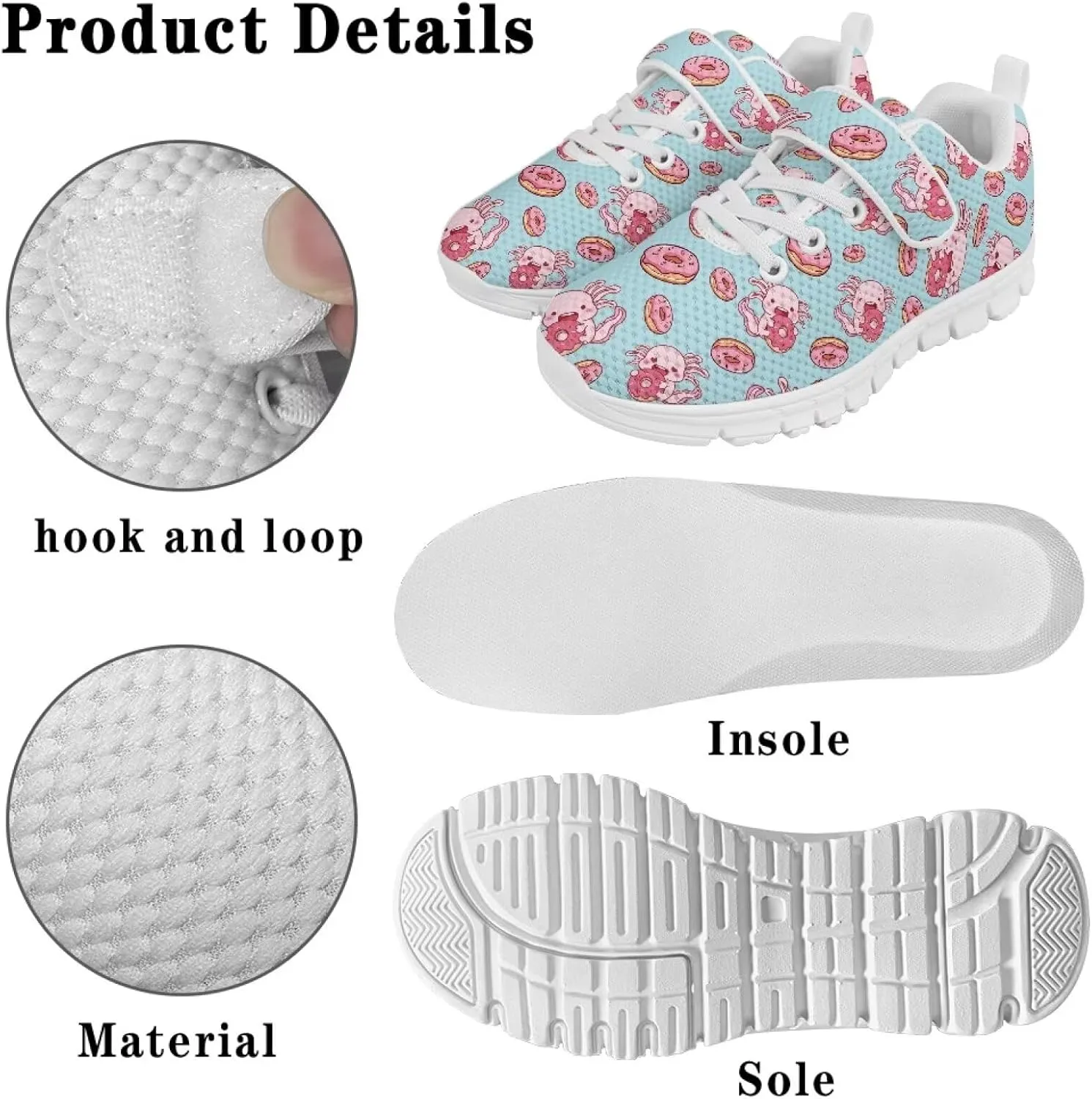 Doojoayie Slip On Shoes for Girls Tennis Shoes Wide Width Sneakers White Sole