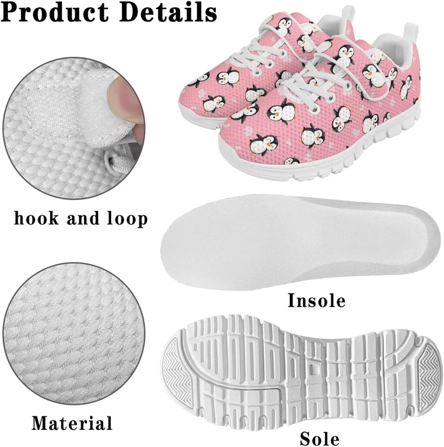 Doojoayie Slip On Shoes for Girls Tennis Shoes Wide Width Sneakers White Sole