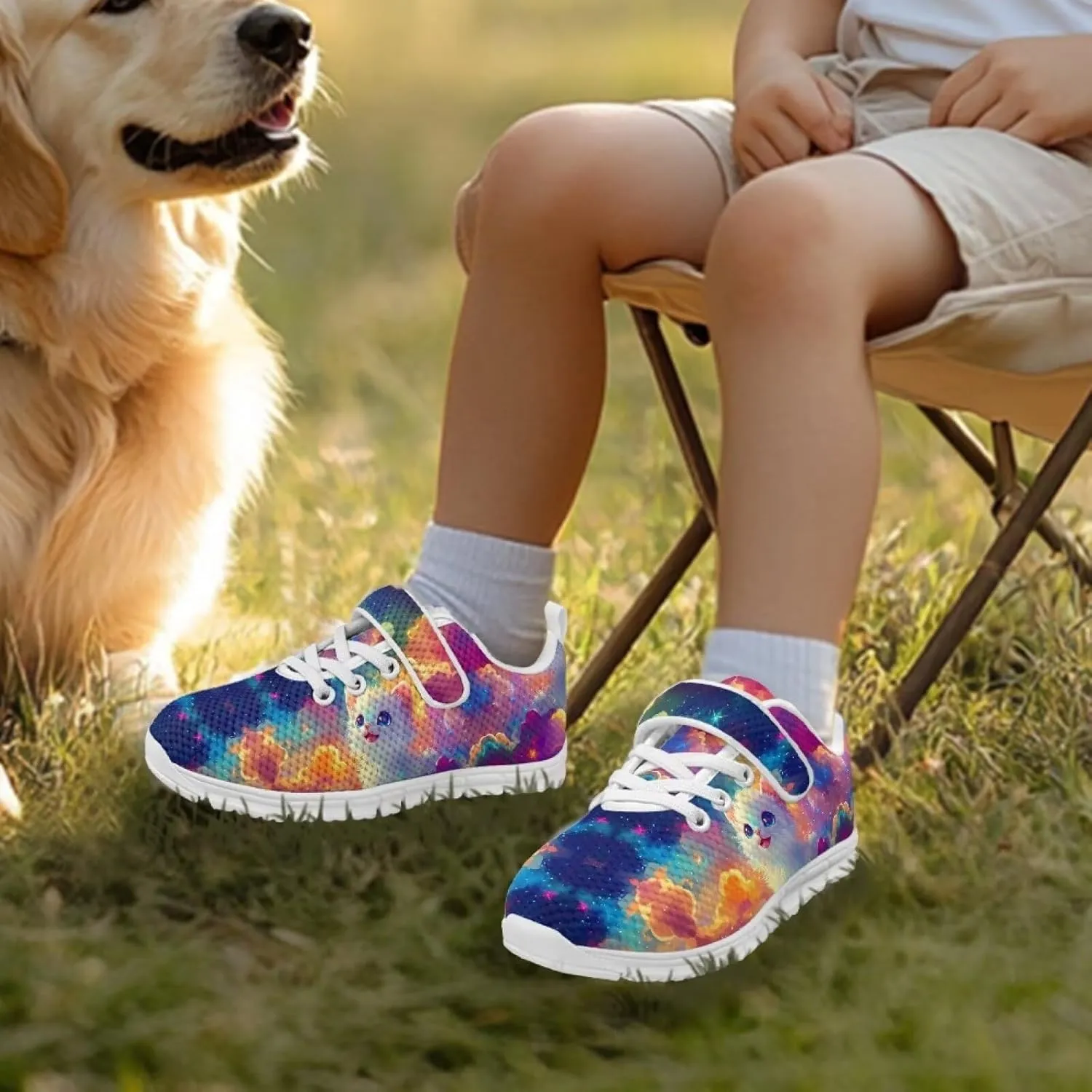 Doojoayie Tennis Shoes Hook and Loop Sport Shoes for Little Girls Pre School