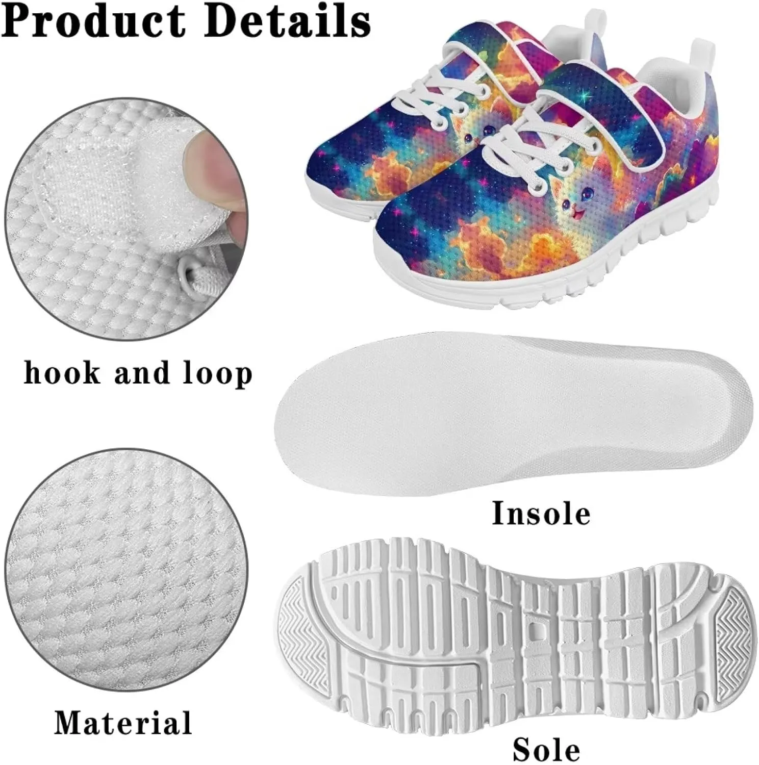 Doojoayie Tennis Shoes Hook and Loop Sport Shoes for Little Girls Pre School