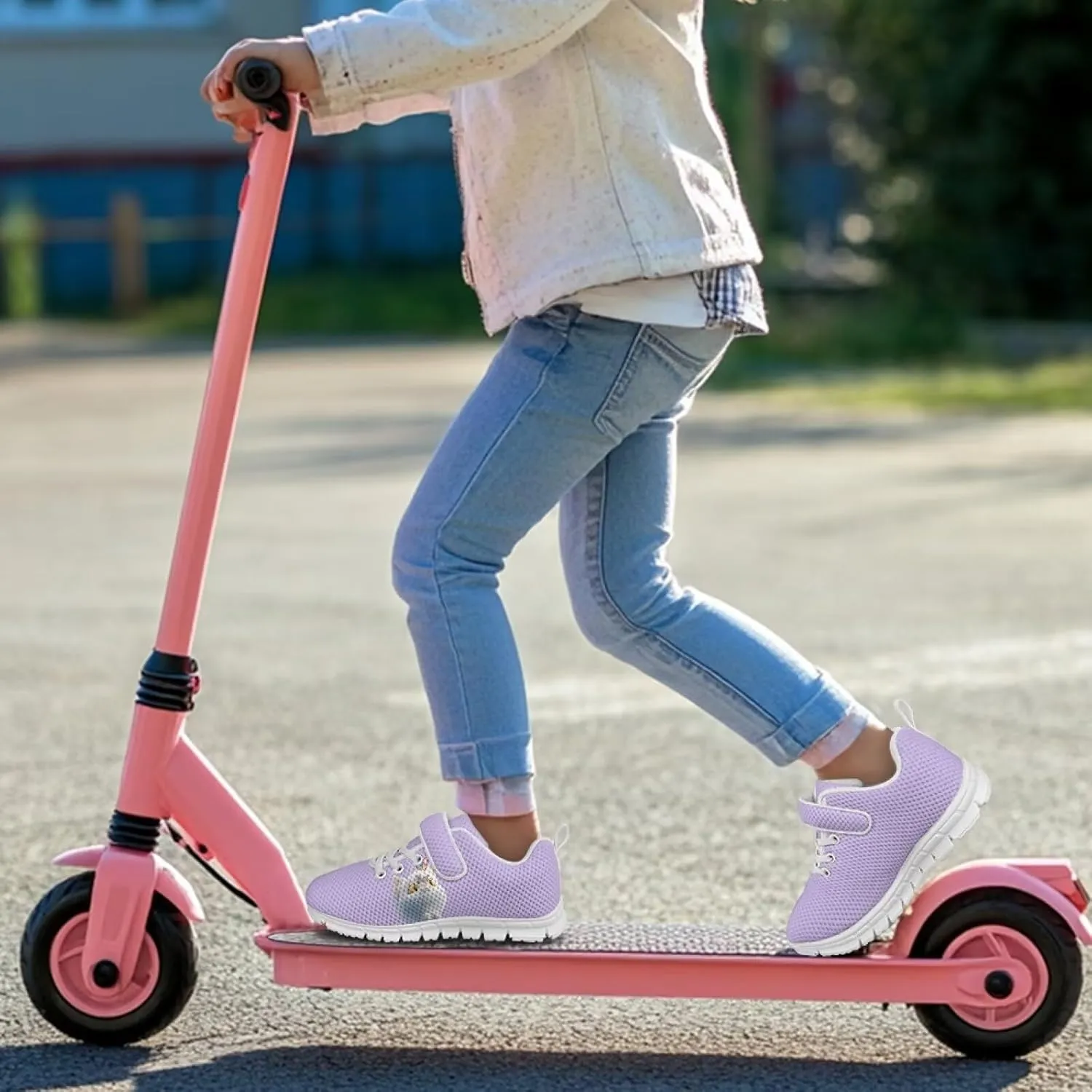 Doojoayie Tennis Shoes Hook and Loop Sport Shoes for Little Girls Pre School
