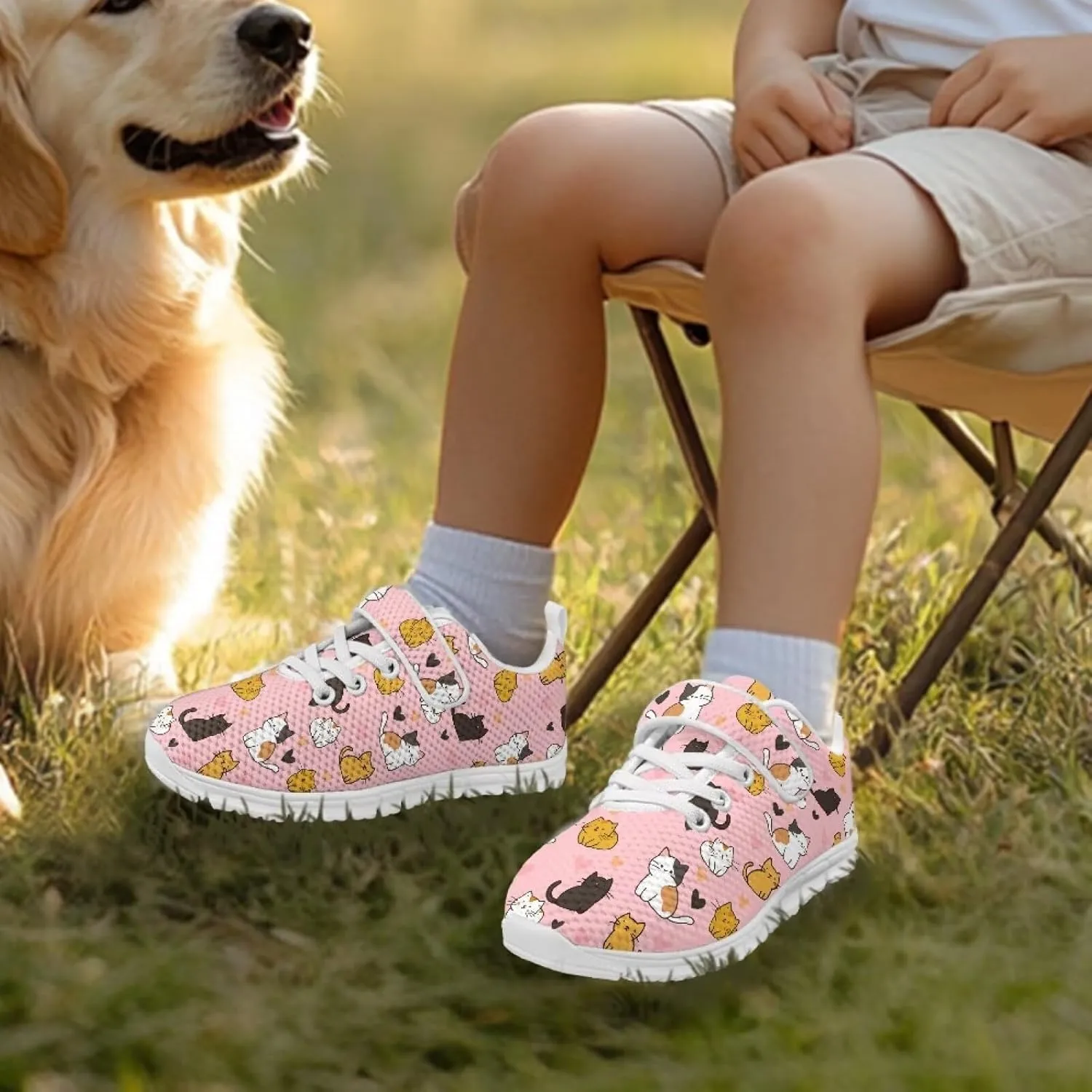 Doojoayie Tennis Shoes Hook and Loop Sport Shoes for Little Girls Pre School
