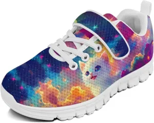 Doojoayie Tennis Shoes Hook and Loop Sport Shoes for Little Girls Pre School