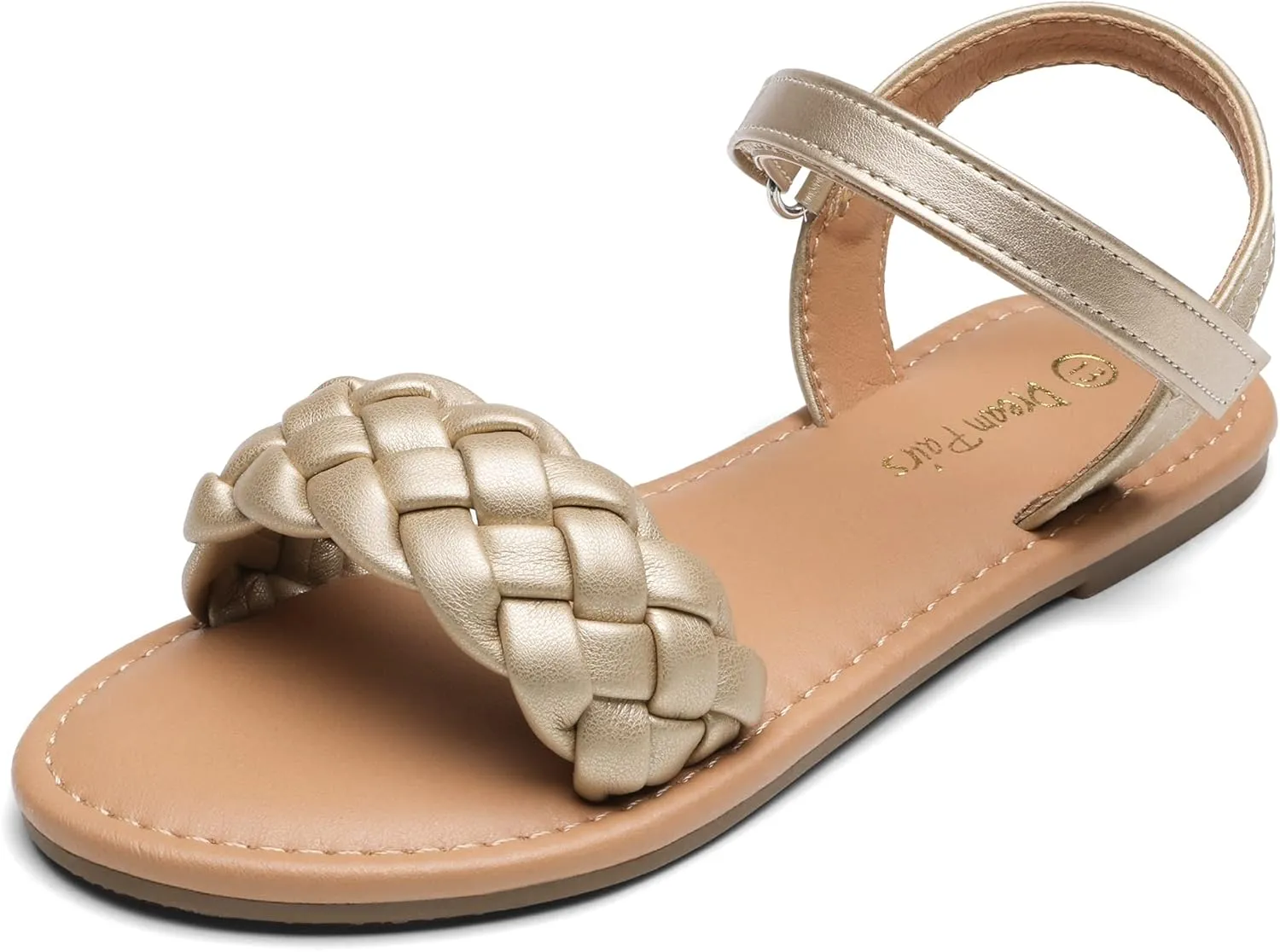 DREAM PAIRS Girls Sandals Classic Open Toe Braided Flat Sandals Summer Dress Shoes