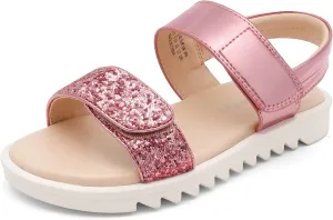 DREAM PAIRS Girls Sandals Glitter Two Strapped Casual Open Toe Sandals Little Kid/Big Kid