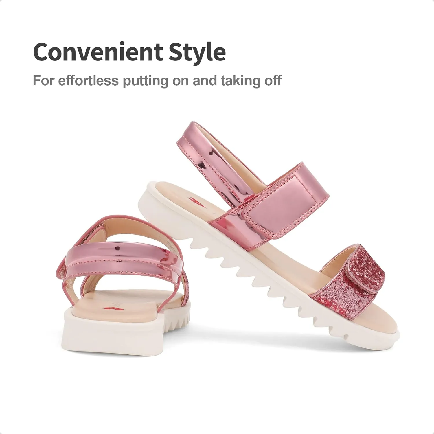 DREAM PAIRS Girls Sandals Glitter Two Strapped Casual Open Toe Sandals Little Kid/Big Kid